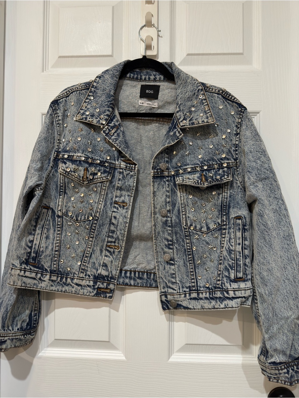 Urban Outfitters BDG Star & Circle Embellished Cropped Denim Jean Jacket - as is